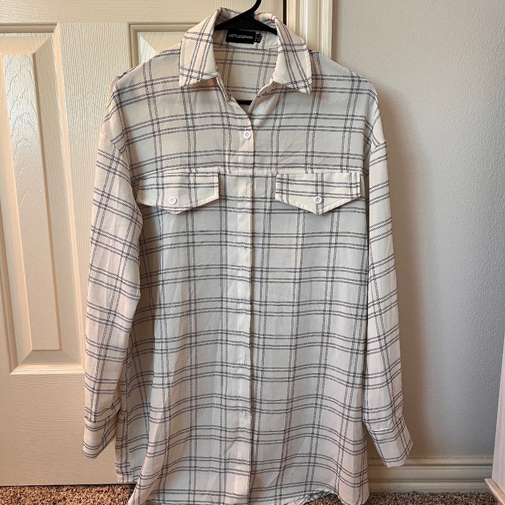 PLT Oversized Plaid Button Down Shirt